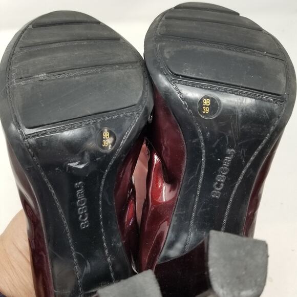 BCBGirls Dark Red Leather Ballet Pumps Round Toe Elastic Pumps Women's Size 9 - Picture 9 of 13